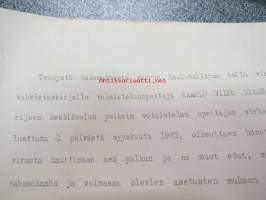 Kouluhallitus määrää tällä virkavahvistuskirjalla Terijoen keskikoulun poikain voimistelunopettajan virkaan K.V. Tikan.... 20.3.1920 -asiakirja