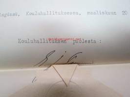 Kouluhallitus määrää tällä virkavahvistuskirjalla Terijoen keskikoulun poikain voimistelunopettajan virkaan K.V. Tikan.... 20.3.1920 -asiakirja