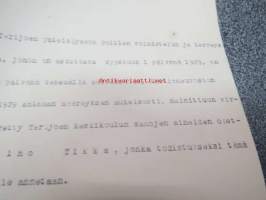 Terijoen keskikoulun poikain voimistelunopettajan virkaan nimitetty K.V. Tikka.... 17.5.1929 -asiakirja