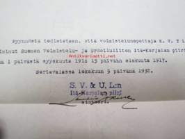 SVUL:n Itä-Karjalan piirin johtokunta, Sortavala, todistus K.V. Tikka toiminut piirin sihteerinä...-asiakirja
