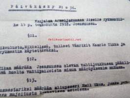 Karjalan Armeijakunnan päiväkäsky nr 36 - Karjalan Armeijakunnan I:selle rykmentille 14.5.1918. Joensuussa... Päämajan upseerikoulusta, Mikkelissä, tulleet