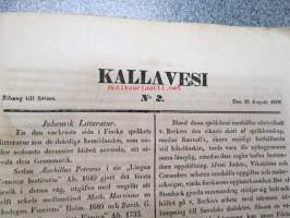 Kallavesi -  Bihang till Saima 1846 nr 1-18 -kirjallisuusaiheinen Saima-lehden liite, koko vuoden numerot yhteen sidottuna, ruotsinkielinen