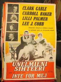 Unelmien sihteeri - Inte för mej (But not for me) -elokuvajuliste, Clark Gable, Carroll Baker, Lilli Palmer, Lee J. Cobb
