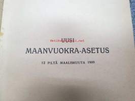 Uusi maanvuokra-asetus 12 p:ltä maaliskuuta 1909 - Asetus torpan, lampuotitilan ja mäkitupa-alueen vuokrauksesta - maanomistajia ja vuokramiehiä varten -