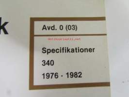 Volvo Servicehandbook - Reparation och underhåll Avd. 0 (03), Specitioner 340, 1976-1982