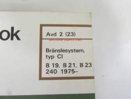 Volvo Servicehandbook - Reparation och underhåll Avd. 2 (23), Bränslesystem typ CI, B19, B21, B23, 240, 1975-