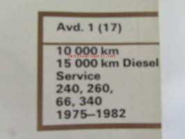 Volvo Servicehandbook - Reparation och underhåll Avd.1 (17), 10 000km 15 000 Diesel service, 240, 260, 66, 340, 1975 - 1982