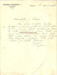 Metsämaan Osuusmeijeri i. l. 17.8.1938 liikekirje  - firmalomake