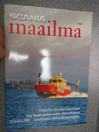 Scania Maailma 2008 nr 1, sis. mm; Scania merimoottoreita, Korjaamo S ja V Varis - MIkkeli, Ruskeasuon bussikorjaamo, Apolog Oy, Scania V8 historiaa ym.