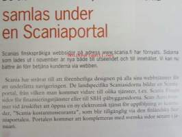 Scania Maailma 2002 nr 4, sis. mm; Scania siirtyy varaosissa eurohinnoitteluun, Uusi sähköinen seurantapalvelu, Rekkaveturi on myös monikäyttöauto, Oikea