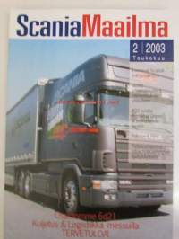 Scania Maailma 2003 nr 2, sis. mm; Uudet ylivaihdelaatikot napavälityksen yhteyteen, Puhdas &amp; pihi, Turbocompound hyötykäyttöön, Oikeilla komponentti