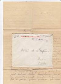 Kenttäpostikuori, sisältää kirjeen, 01.11.1944. kpk 6/4806. Kirjeessä kuvausta Muonion palosta ja toverin vakavasta haavoittumisesta.
