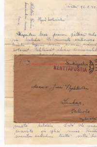 Kenttäpostikuori, sisältää kirjeen, 26.08.1942