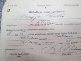 Matkalipun tilaus siirtoväelle, Maija Hussi, Kiikka-Salo 1948
