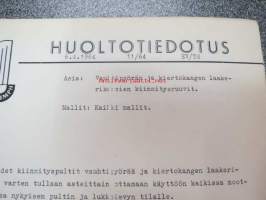 Triumph henkilöautojen huoltotiedotuksia 1960-luvulta, kerätty Sisu-kansioon (Oy Suomen Autoteollisuus Ab maahantuojana), vuosilta 1962-64