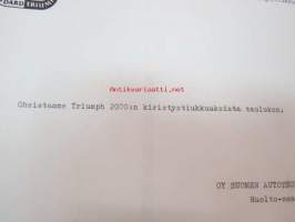 Triumph henkilöautojen huoltotiedotuksia 1960-luvulta, kerätty Sisu-kansioon (Oy Suomen Autoteollisuus Ab maahantuojana), vuosilta 1962-64