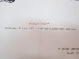 Triumph henkilöautojen huoltotiedotuksia 1960-luvulta, kerätty Sisu-kansioon (Oy Suomen Autoteollisuus Ab maahantuojana), vuosilta 1962-64