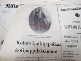 Räisäläläinen 1974 nr 1; Kolme kulkijapoikaa kotipappilassamme, Räisäläiset sotainvalidityössä Kokemäellä, Tapahtumia talvisodasta, Nimineuvos ja hänen vaimonsa ym.