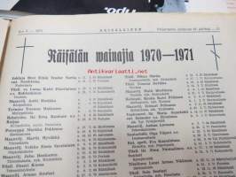 Räisäläläinen 1971 nr 3; Pitäjäjuhlat Eurajoella, Myllypellon nuorisoseura Säde, Muistelmia vuodelta 1918 II, Tiurin myllyn jauhot, Hytylahes osattii tehä