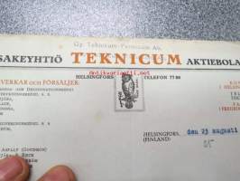 Oy Teknicum-Fennicum Ab, Helsinki 23.8.1921 -asiakirja