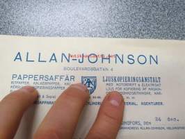 Allan-Johnson Pappersaffär, ljuskopiering, Helsinki, 24.12.1921 -asiakirja