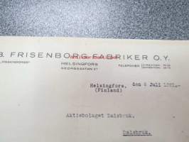 Ab Frisenborg Fabriker Oy, Helsinki, 6.7.1921 -asiakirja