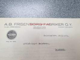 Ab Frisenborg Fabriker Oy, Helsinki, 27.1.1921 -asiakirja