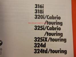 BMW - 316 i, 318 i, 320 i / Cabrio / Touring ,325 i/Caprio /Touring, 325iX/Touring,324 D,324TD/Touring - Instruktionsbok