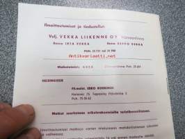 Vekka Liikenne Oy 1968 Turistimatkamme Sotshi, Pariisi, Leningrad, Tallinna, Kööpenhamina -bussimatkojen esite
