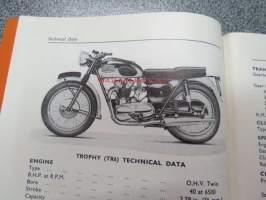 Triumph Two Cylinder Models &quot;B&quot; Range 5T, 6T, T100,, T110, TR5, TR6, T120 from engine nr 0945 and D 101 onwards instruction manual for Triumph Motorcycles