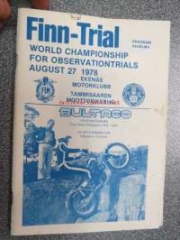 Finn-Trial World Championships for observationtrials august 27th 1978 Ekenäs Motorklubb / Tammisaaren Moottorikerho -käsiohjelma / program