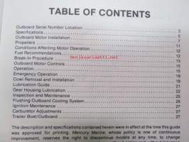 Mercury Outboards 3.3 (side shift) operation and maintenance manual -käyttöohjekirja englanniksi