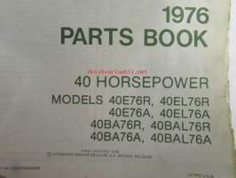 Johnson 40 hp 1976 Parts book models 40E76R, 40EL76R, 40E76A, 40EL76A, 40BA76R, 40BAL76R, 40BA76A, 40BAL76A.