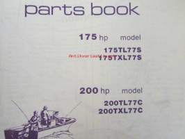 Johnson 175hp ja 200hp 1977 Parts book models 175 TL77S, 175TXL77S ja 200TL77C, 200TXL77C