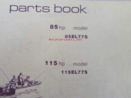 Johnson 85hp JA 115hp 1977 Parts book model 85EL77S, 115EL77S