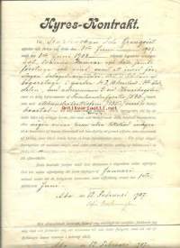 Hyres-Kontrakt Åbo 12.2.1907  Kaptenskan Ida Granqvist