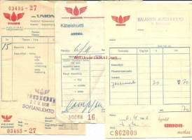 Union huoltoasemakuitti  1950 - 60 luku - firmalomake  3 eril
