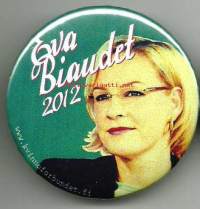 Eva Biaudet 2012 - rintanappi,  rintamerkki