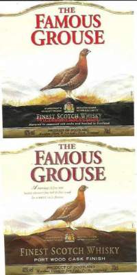 The Famous Grouse, Finest Scotch Whisky - viinaetiketti  2 eril