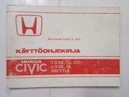Honda Civic 3 D/DL, GL GTI ¤D/DL GL Shuttle  -86,-87 käyttöohjekirja