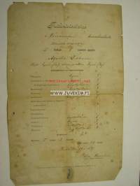 Kansakoulutodistus Agusta Tikkanen Iisalmi Pörsänmäki 1896-97