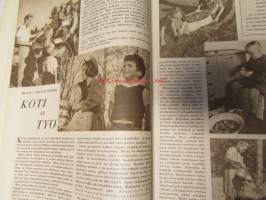 Kotiliesi 1948 nr 13-14,  heinäkuu Kesä pesee vuodevaatteetkin, tie Ateneumiin - mutta silti käytännön palvelukseen, vauvan pyörävaunu. perhevalokuvissa :