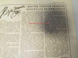 Kotiliesi 1948 nr 13-14,  heinäkuu Kesä pesee vuodevaatteetkin, tie Ateneumiin - mutta silti käytännön palvelukseen, vauvan pyörävaunu. perhevalokuvissa :