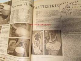 Kotiliesi 1948 nr 13-14,  heinäkuu Kesä pesee vuodevaatteetkin, tie Ateneumiin - mutta silti käytännön palvelukseen, vauvan pyörävaunu. perhevalokuvissa :