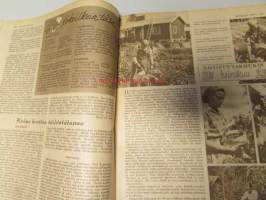 Kotiliesi 1948 nr 13-14,  heinäkuu Kesä pesee vuodevaatteetkin, tie Ateneumiin - mutta silti käytännön palvelukseen, vauvan pyörävaunu. perhevalokuvissa :