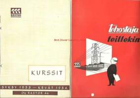 Koulutusohjelma kevät 1953, kurssit syksy 1953 ja kevät 1954, Tehosta lehti teillekin ja liikekirje 1952. Pienpainatteita 4 kpl