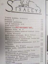 Kotiliesi 1963 nr 3 Helmikuu Kannessa kuva:  pitsinnypläystä opetetaan pikkutytölle. Ompeluohjeita: vuoteen taustalle seinän suojus. Koti observatoriossa (perhe