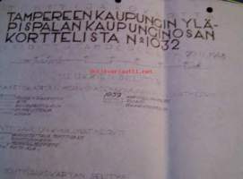tampereen kaupunkin ylä-pispalan kaupunginosan korttelista nr 1032laadittu 20.11.1948 laadittu tonttijako kartta