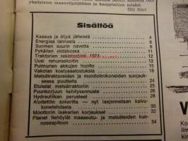 Koneviesti 1975 / 6. 26.3.1975.-sis,mm,Suomen suurin navetta,Jullas Kaarina.Traktorien rekisteröinti 1974.Pienet tiehöylät.Koetusselostuksia.ym