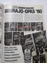 Vauhdin Maailma 1980 nr 9 -mm. Kuukauden profiili Lasse Lampi, VM maistelee Audi200T ja Renault 5 Turbo, Mantorp Drag Race &quot;ennätysmurskajaiset&quot;, Euroopan GP radat